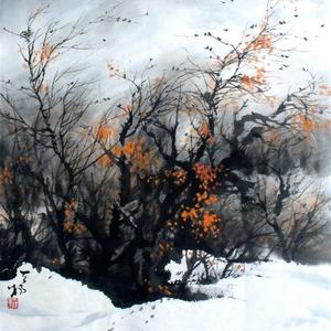 【深秋初雪图】