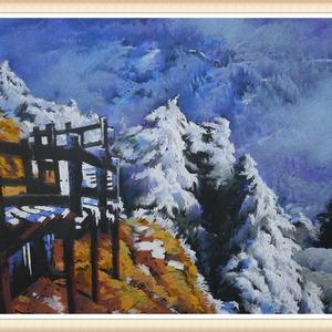 大山的雪 色粉笔画