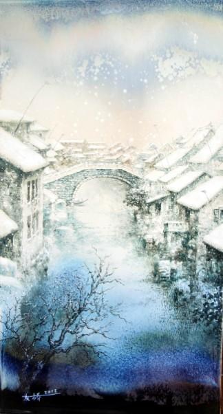 江友桥《水乡雪景--1》