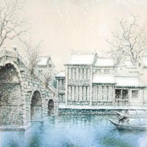 江友桥《水乡雪景--2》