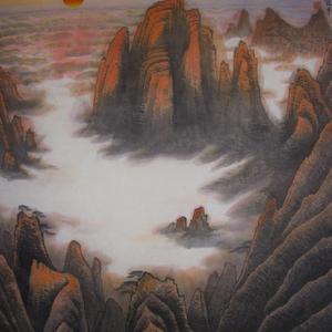 山在云海朝霞中