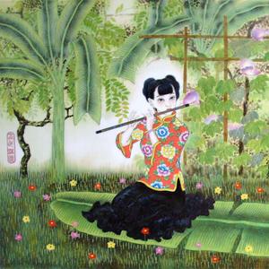 色釉重彩《幽园雅趣》