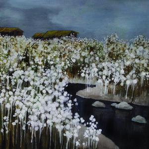 何小波漆画《灿漫烟花》
