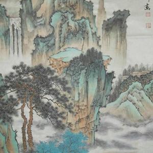 松里云深观溪流