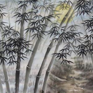 竹林圆月