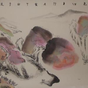丁天财新国画:禅梦山色江上行01
