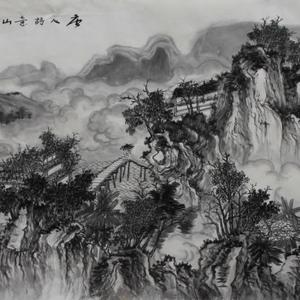 唐人诗意山石图