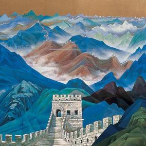 山水蛋壳画