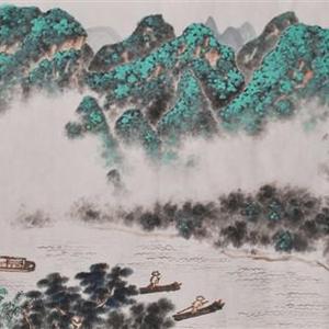设色漓江山水