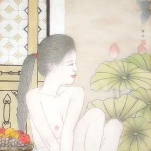 少女沐浴图