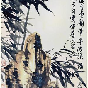 墨竹立轴