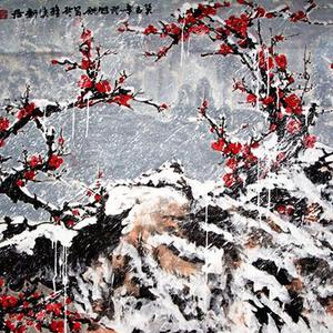 红梅迎风雪