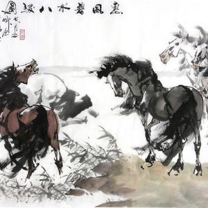 惠风碧水八骏图