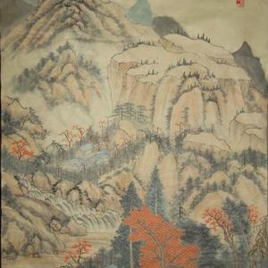 仿王时敏秋山白云图