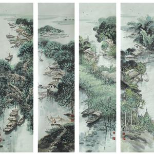 《水乡四屏》