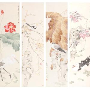 鲍虎作品 《花鸟四条屏》