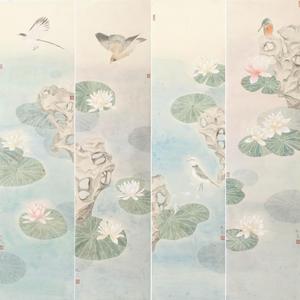 鲍虎作品 《花鸟四条屏》