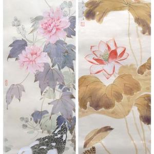 鲍虎 精品花鸟对裁