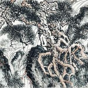苍松激泉图
