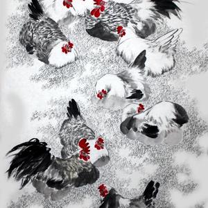 群鸡栖春图