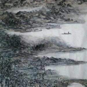 溪桥烟霭