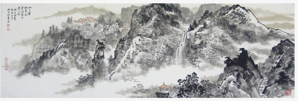 山上层层桃李花