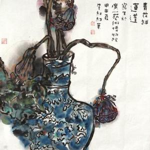 莲蓬与青花瓷