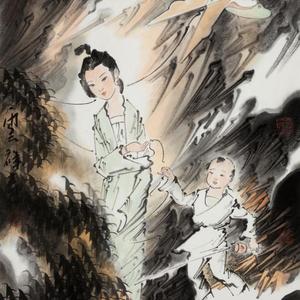 《母子戏鸢图系列四》