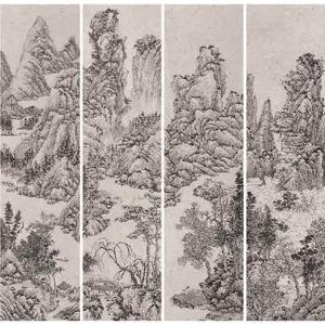 《石田笔意》四条屏