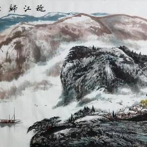 《秋江归溪》