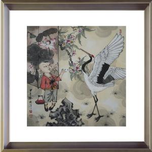 严项洋作品《童子戏鹤》
