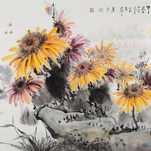 向日葵六尺横幅《满堂皆是黄金甲》