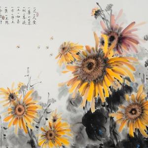 向日葵六尺横幅《一花一世界》