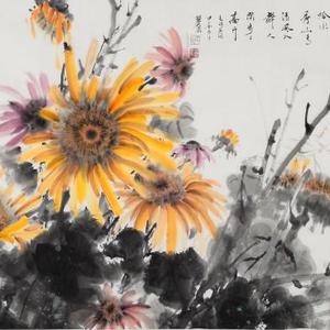 向日葵八尺横幅《蒸蒸日上》