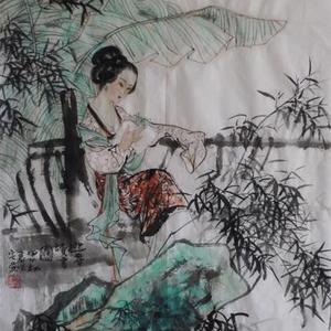 蕉荫仕女
