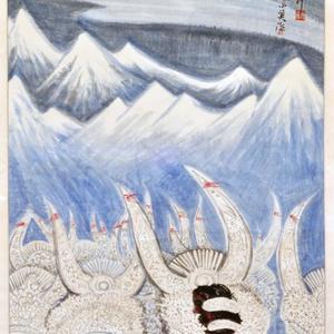工笔重彩人物国画《银色世界》作品