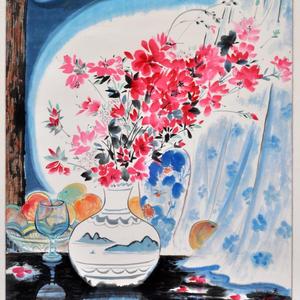 写意花鸟国画《窗前杜鹃》