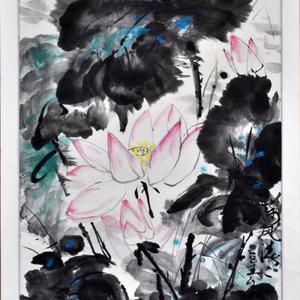 写意花鸟国画 《荷风清清》