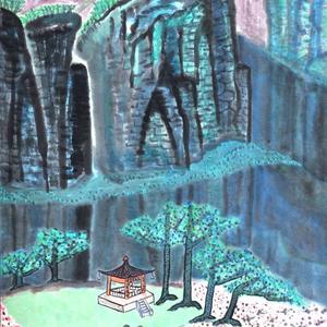 陈坚国画:蜀山春色图。