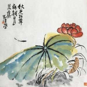 秋光红荷