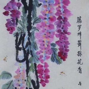 藤萝蜂舞採花香