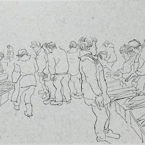线描稿。江东海鲜市场