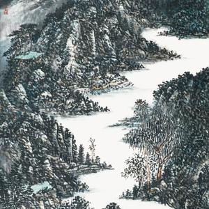 江上青山带雨色