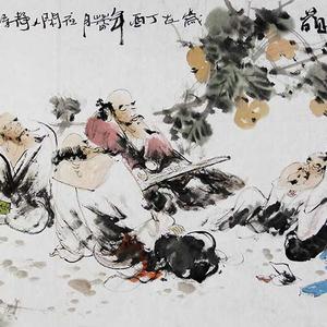 安徽省美术家协会会员 沈秀华 秋园雅集图 沈秀华 松荫论道图