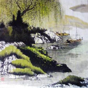 河南美术家协会会员 刘国强《河边小景》