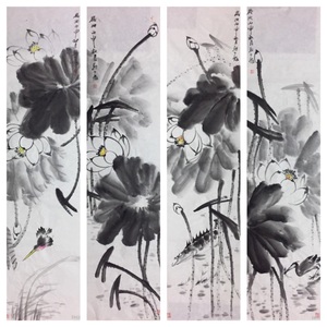 荷花条屏