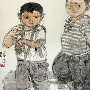 《小伙伴》系列之五 纸本水墨2016