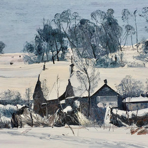 《庭兰冬雪》布面油画