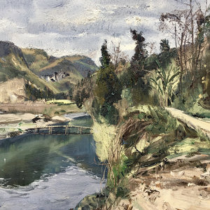 《寨英春景》布面油画 2017年