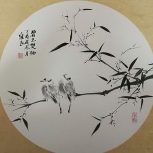 国画写意扇面小品